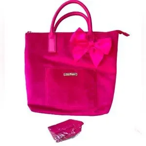 Juicy Couture Velvet Tote Bag Hot Pink Backpack Satin Bow Size M Juicy Couture | Bags | Nwot Juicy Couture Hot Pink Velour  main image 3